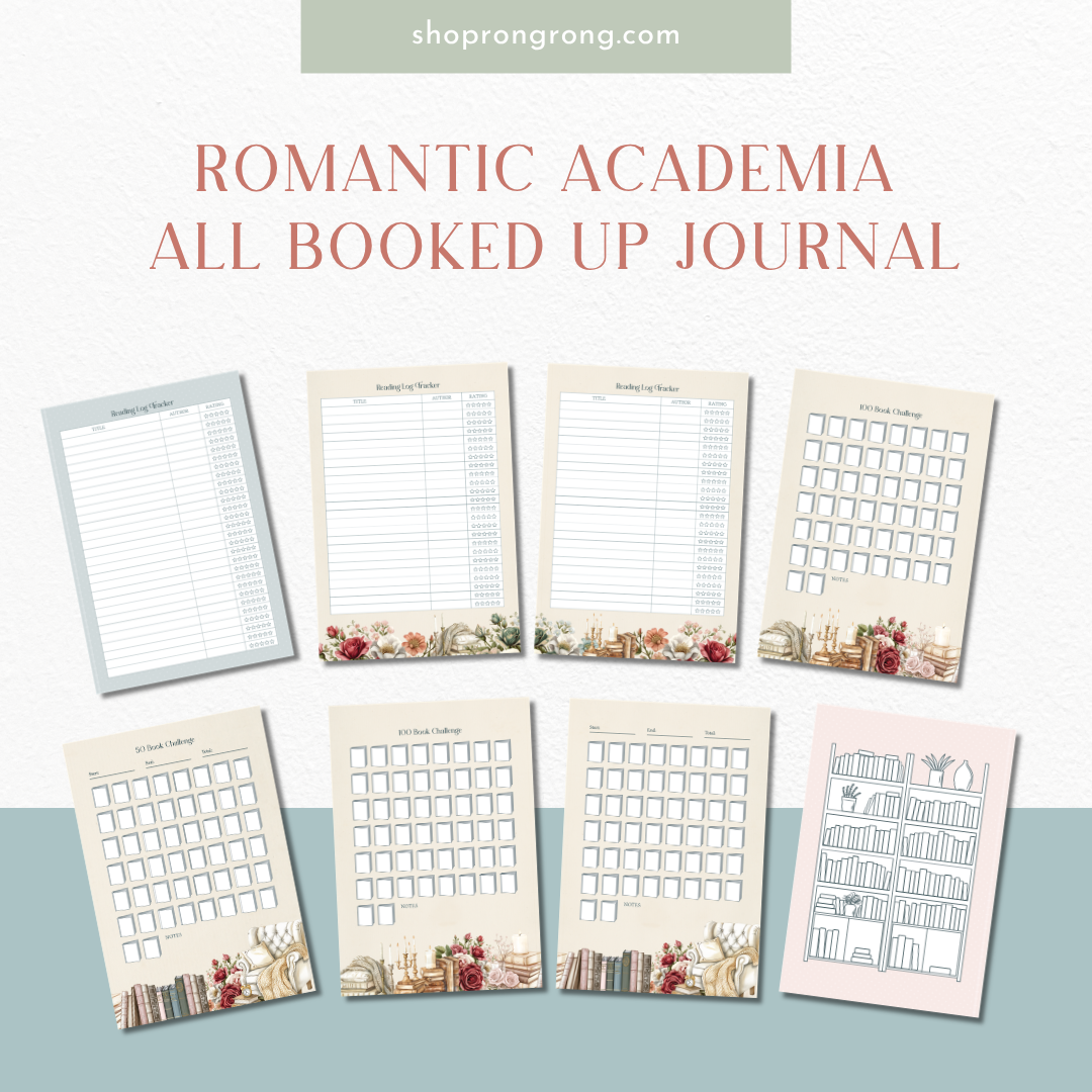 aesthetic reading tracker journal for book lovers
