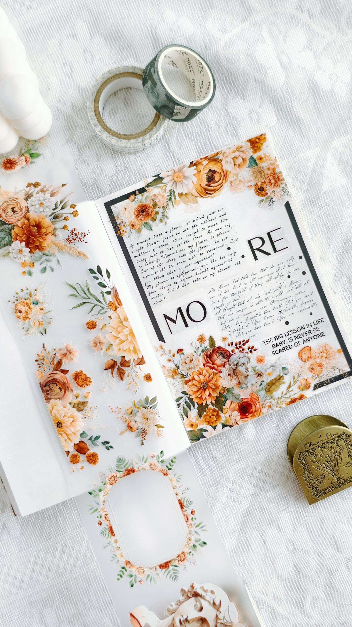 Rustic Bloom Pre-cut PET Tape journal
