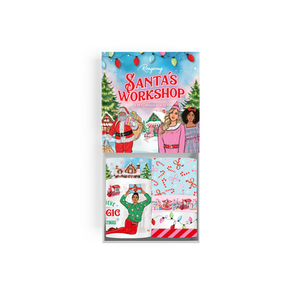 Pre-cut PET tape and washi stickers featuring Santa’s workshop in pastel colors