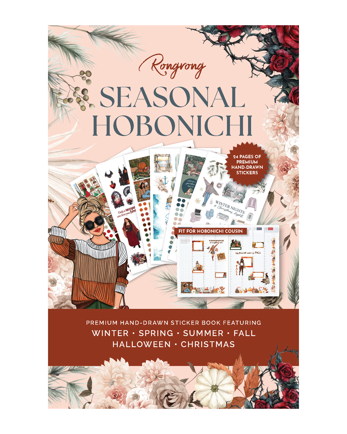 Seasonal Hobonichi Sticker Book with spring, summer, fall, and winter designs