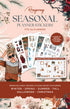 Cover image for Rongrong Seasonal Planner Stickers featuring hand-drawn seasonal sticker pages for winter, spring, summer, fall, Halloween, and Christmas designed for A5 planners and journals.