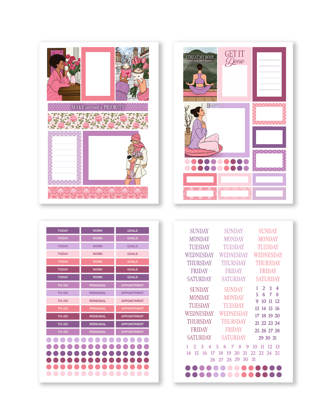 Self Love Club monthly planning kit bundle with planner accessories