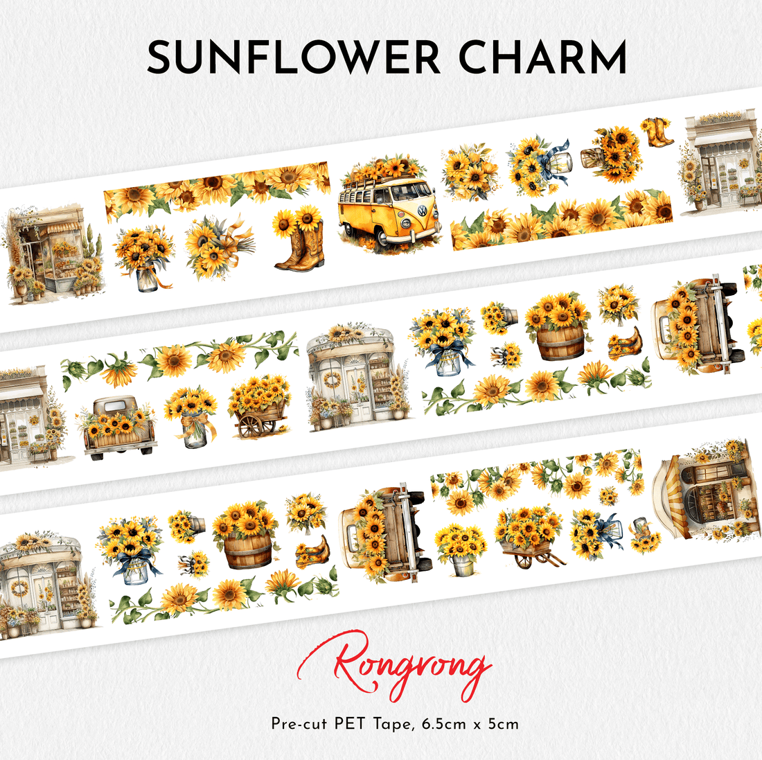 Sunflower Charm PET Tape