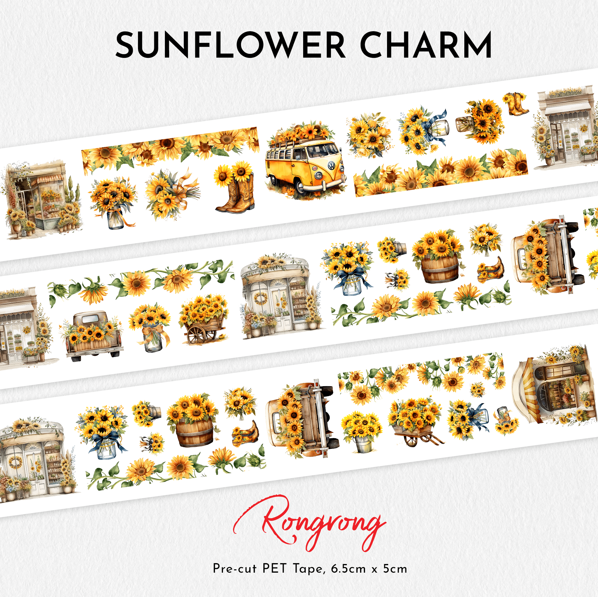 Sunflower Charm PET Tape