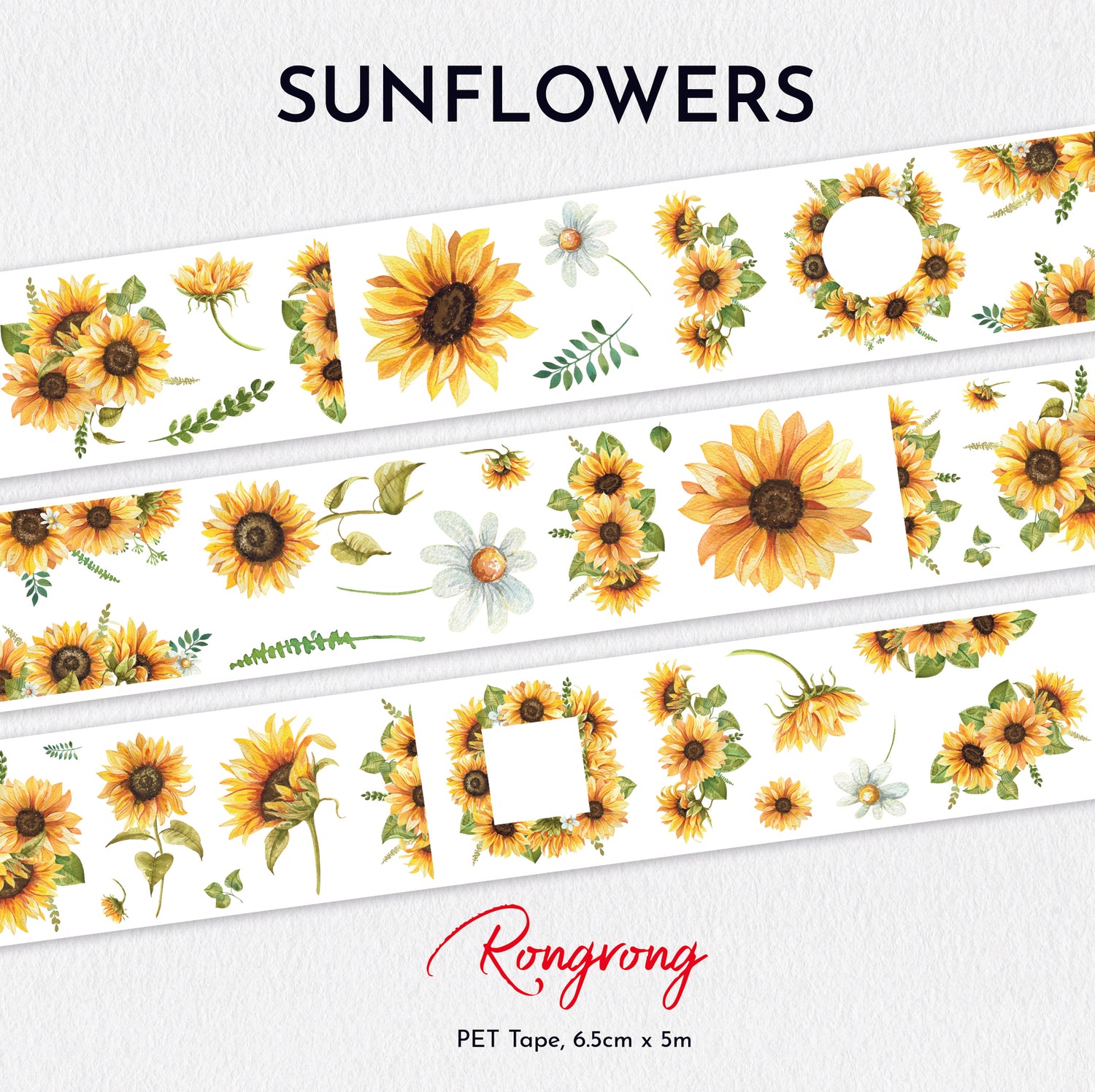 Shop Rongrong Sunflowers PET Tape for Planner Jounral and scrapbooking