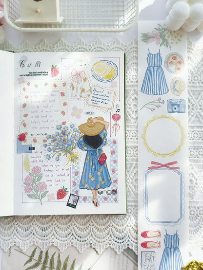 Sunny Picnic PET tape used in planner and scrapbook spread