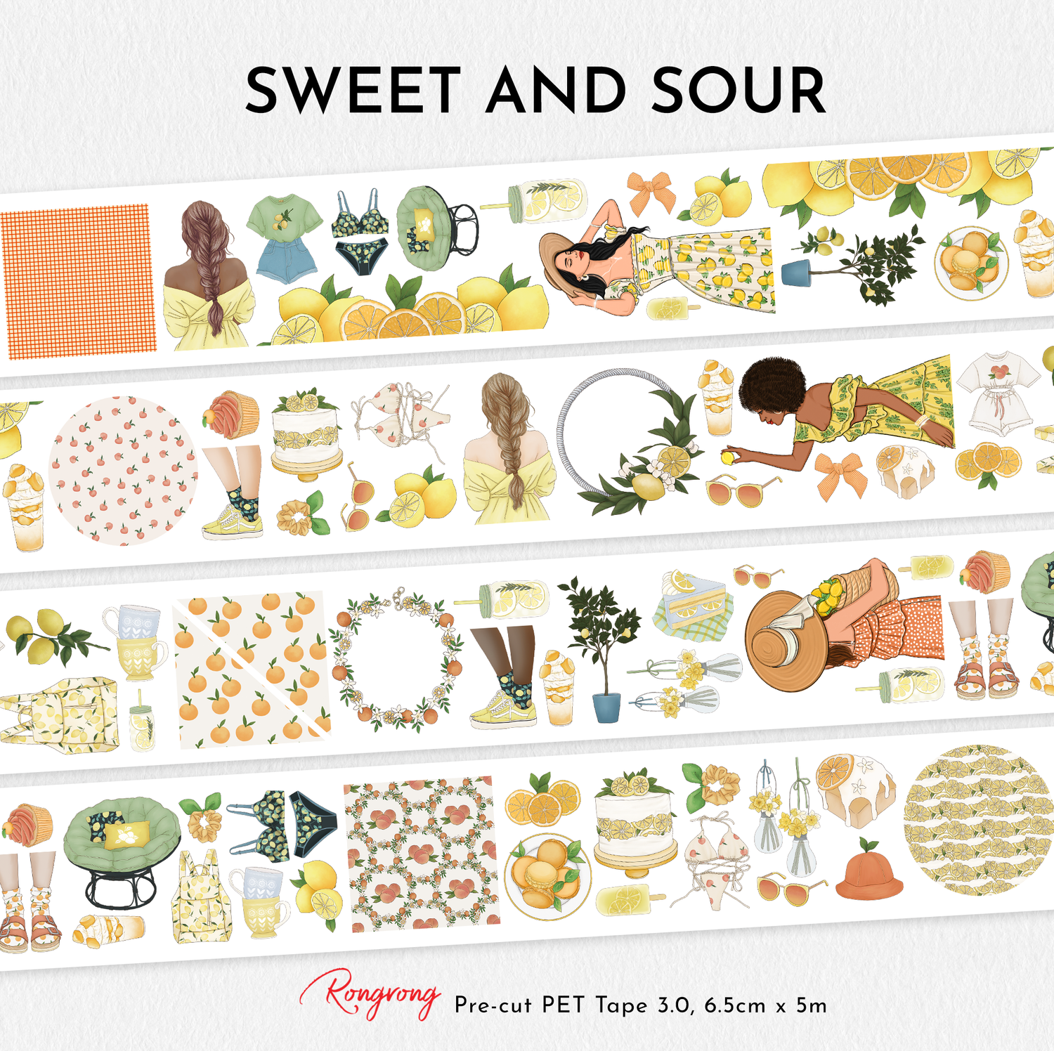 Sweet and Sour Pre-cut PET Tape 3.0 | Citrus Summer Journaling Tape