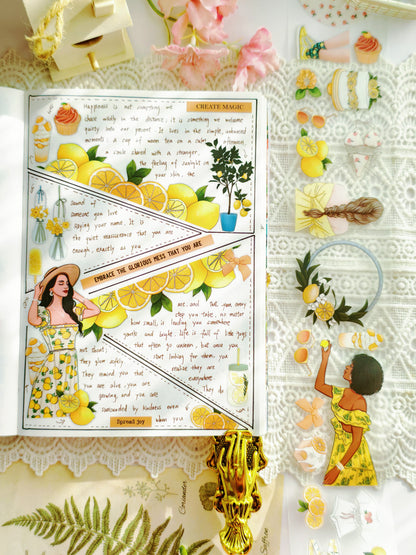 Citrus themed pre-cut PET tape with lemons and oranges