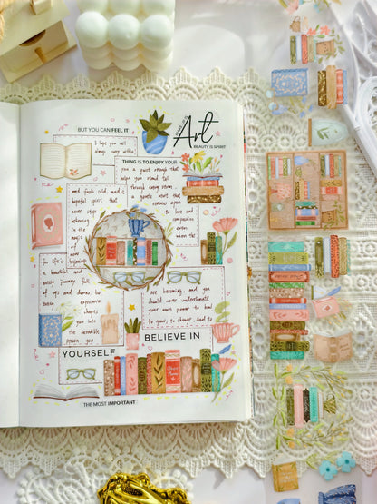 Take Time To Read PET tape layered in bullet journal spread