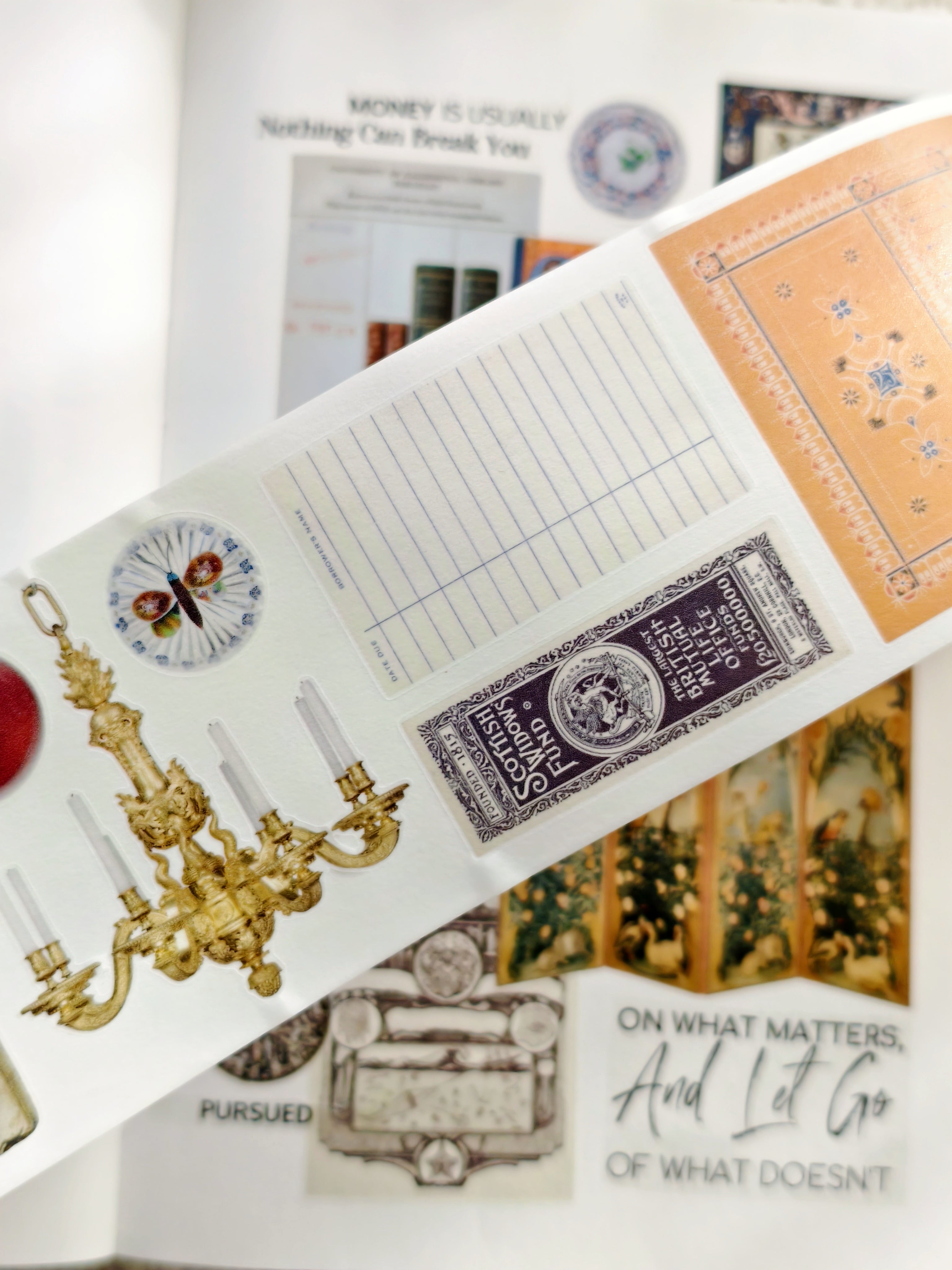 Vintage ephemera Japanese washi tape with antique paper textures