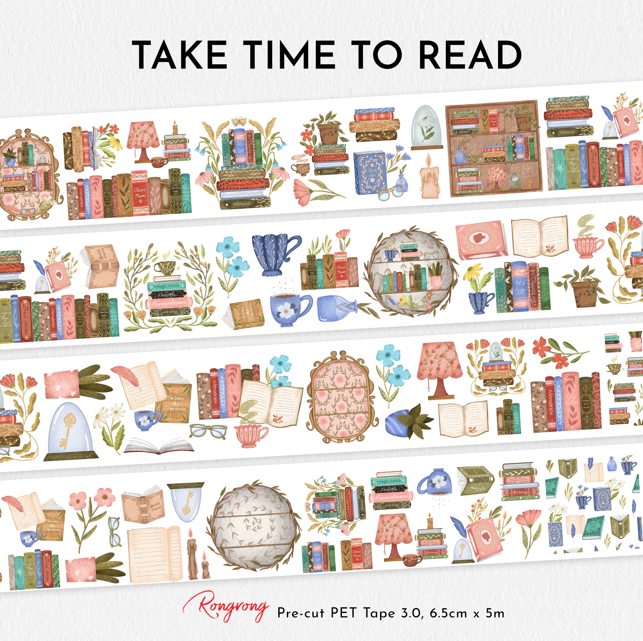 Take Time To Read Pre-cut PET Tape 3.0 | Book Journaling Tape