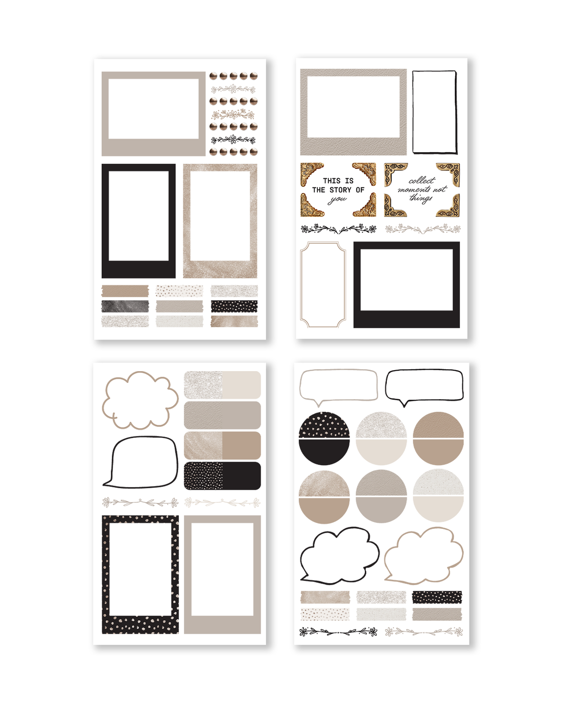 Set of decorative frames and design elements on a white background