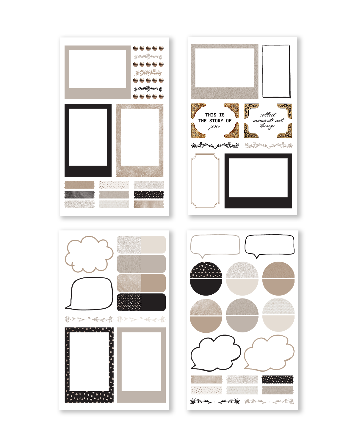 Set of decorative frames and design elements on a white background