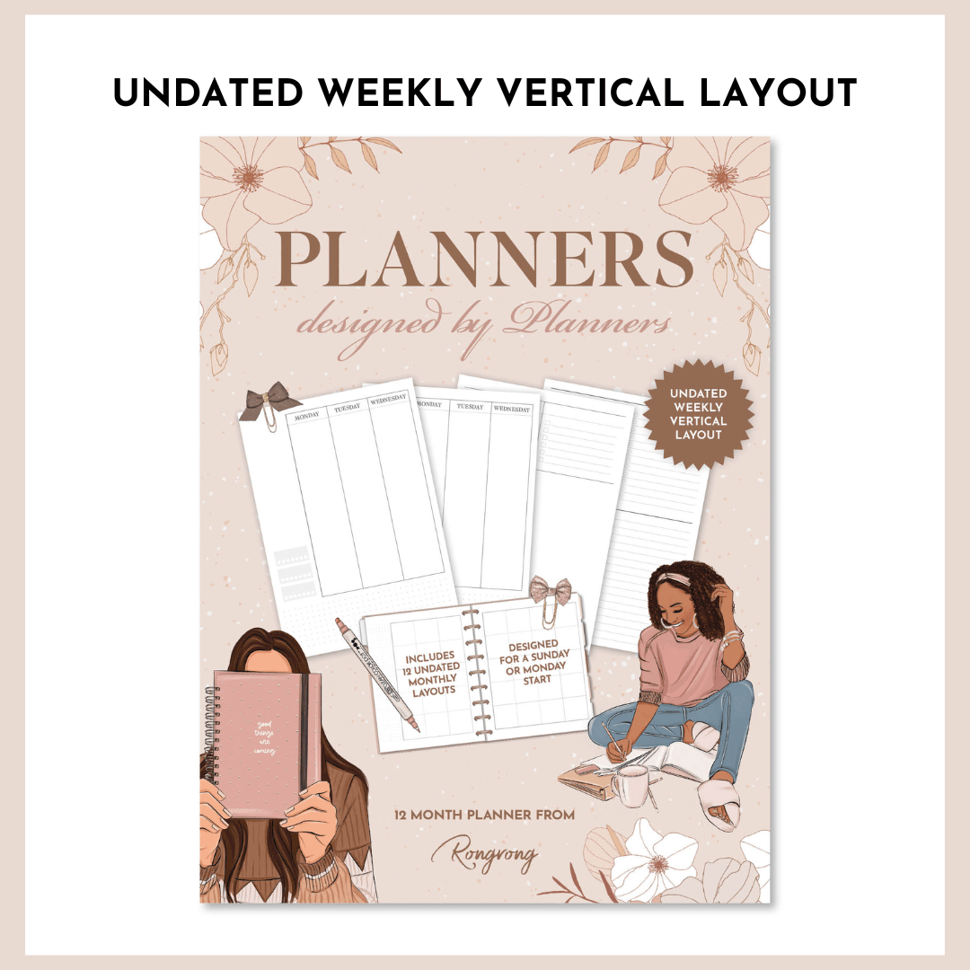 Undated weekly vertical layout planner