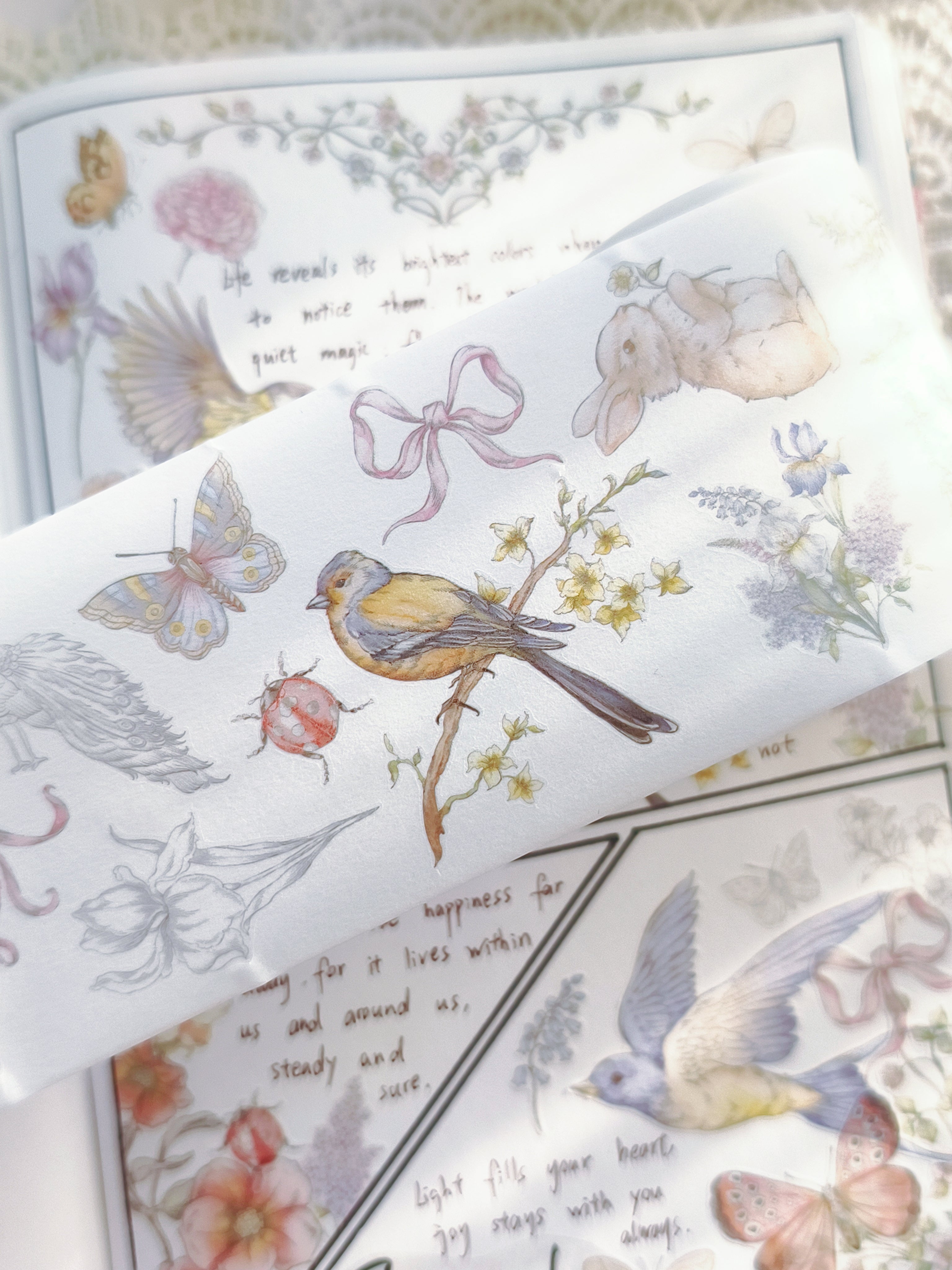 Antique garden themed pre-cut washi tape for journaling