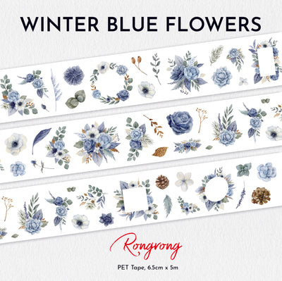 Shop Rongrong Winter Blue Flowers PET Tape for planner