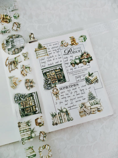 Decorative PET tape with whimsical winter woodland patterns