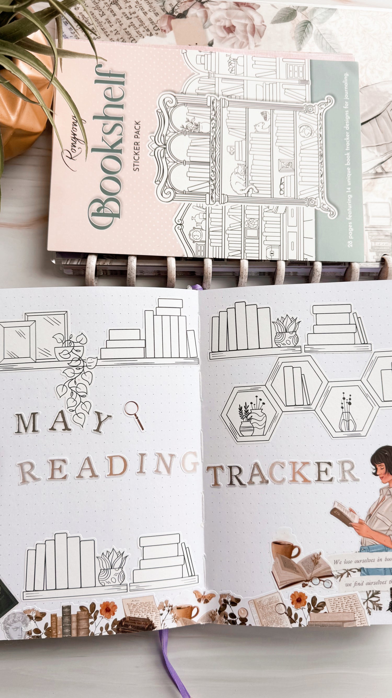 bookshelf sticker pack for bullet journal