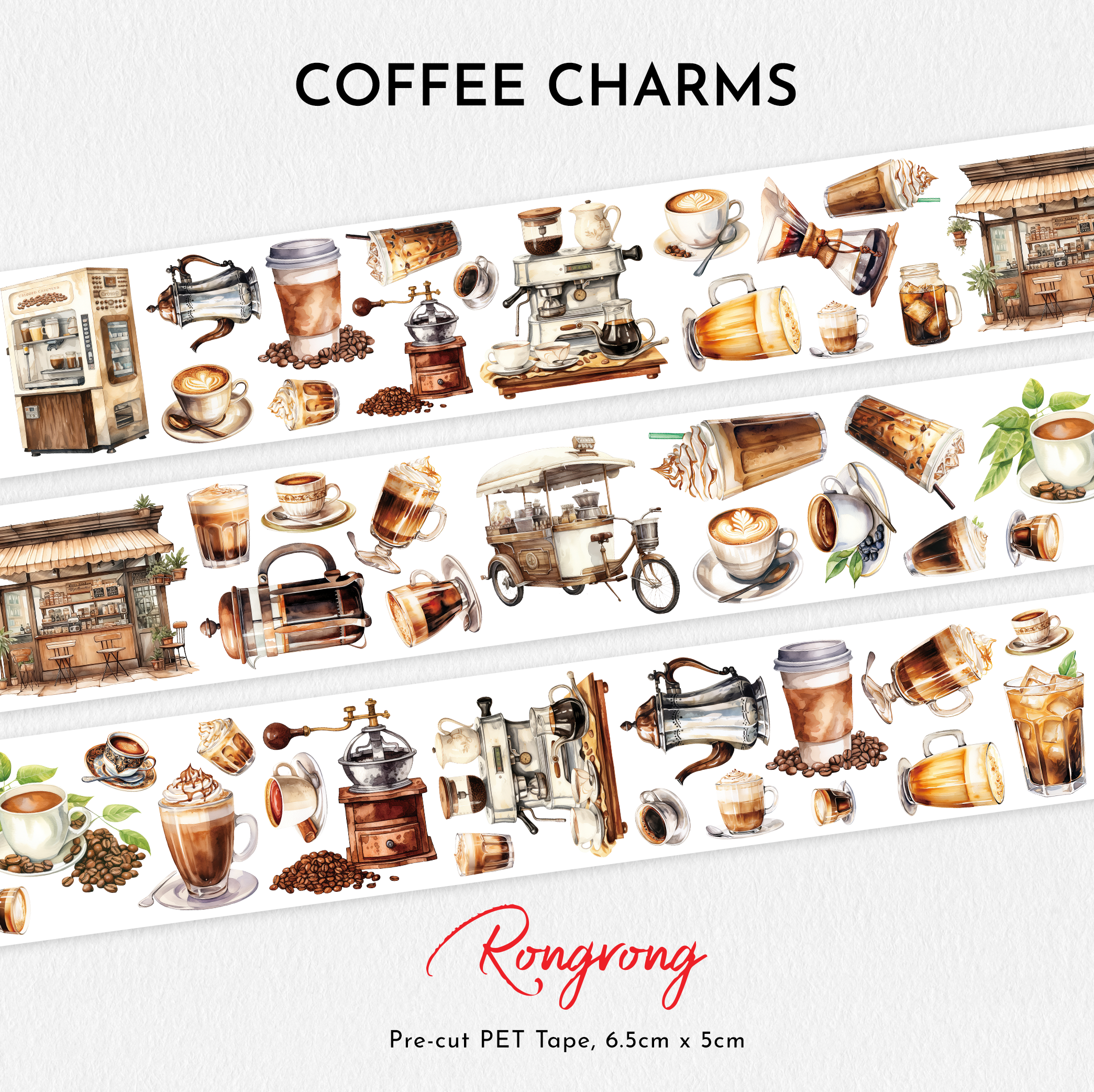 Rongrong Coffee Charms PET Tape