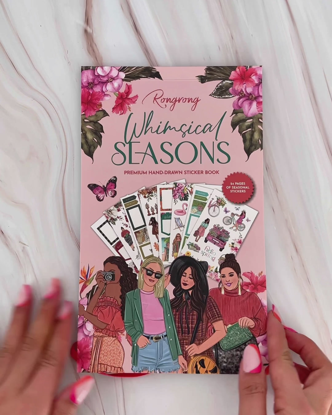 Video preview of the Seasonal Sticker Book, showcasing vibrant pages filled with whimsical seasonal stickers.