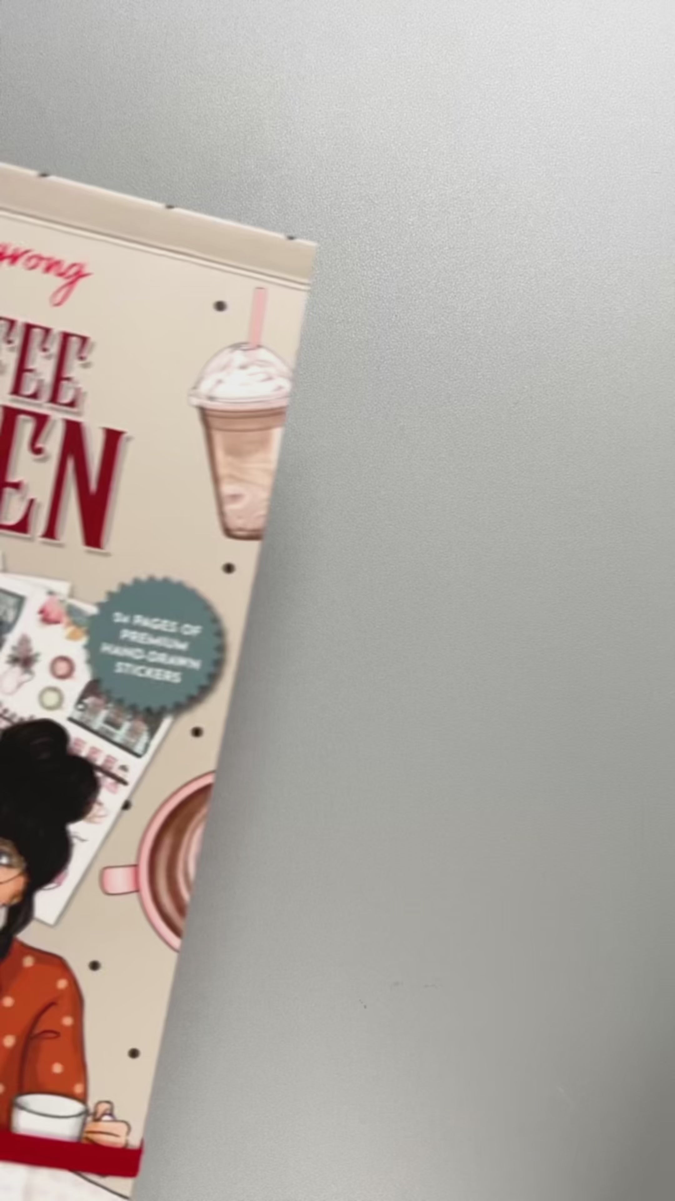 Short video preview of the sticker book, flipping through pages filled with delightful coffee-themed stickers and designs.