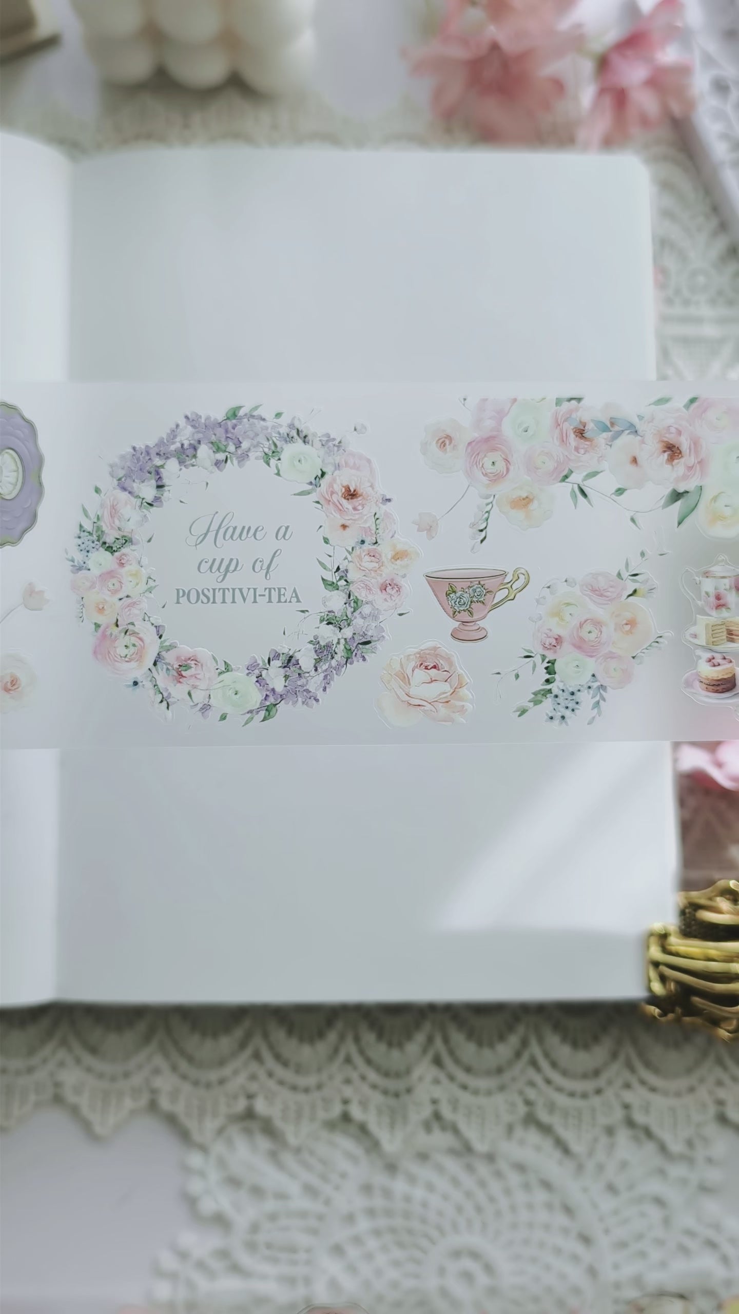 Par-Tea pre-cut PET tape peel and decorate planner spread demo