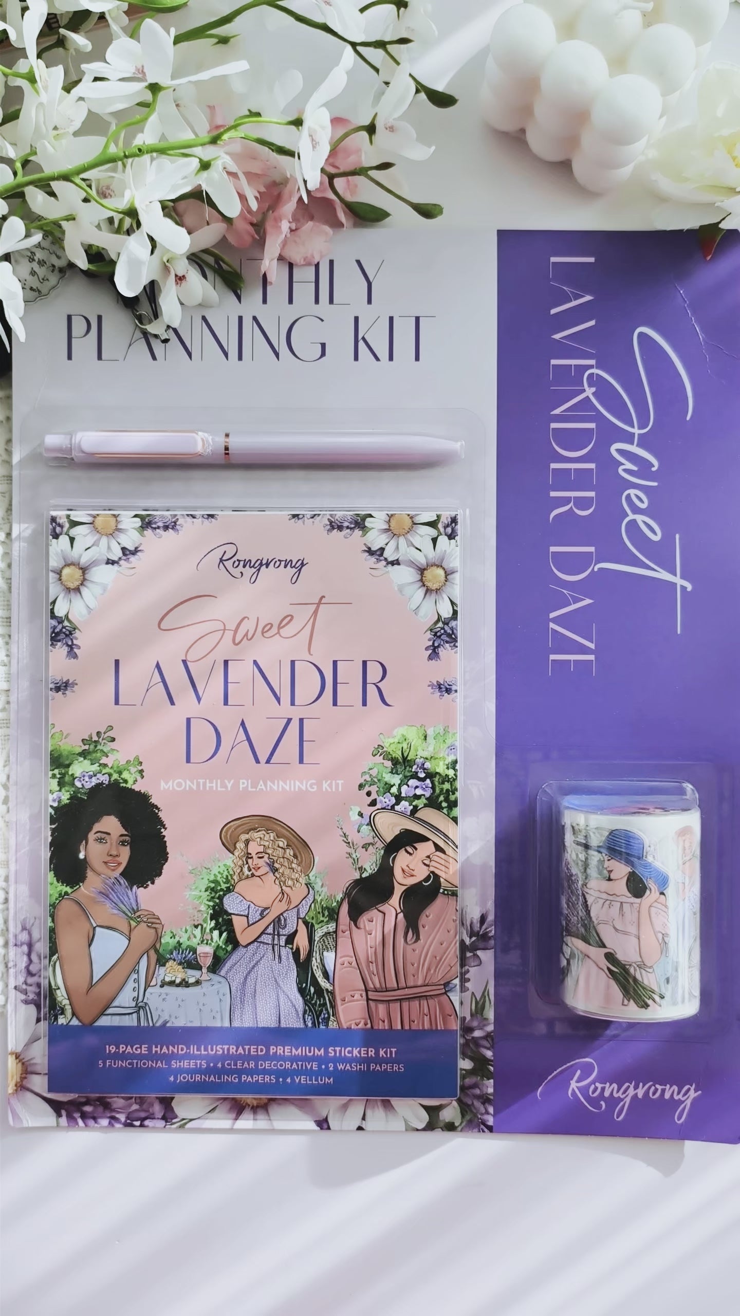 Sweet Lavender Daze Monthly Planning Kit Bundle unboxing and journaling setup demonstration
