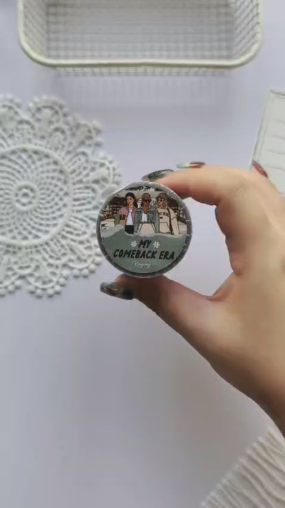 Video showcasing the My Comeback Era collection in use, featuring journaling layouts, motivational stickers, PET tape details, office-inspired illustrations, productivity themes, and planner decorating focused on personal growth and career goals.