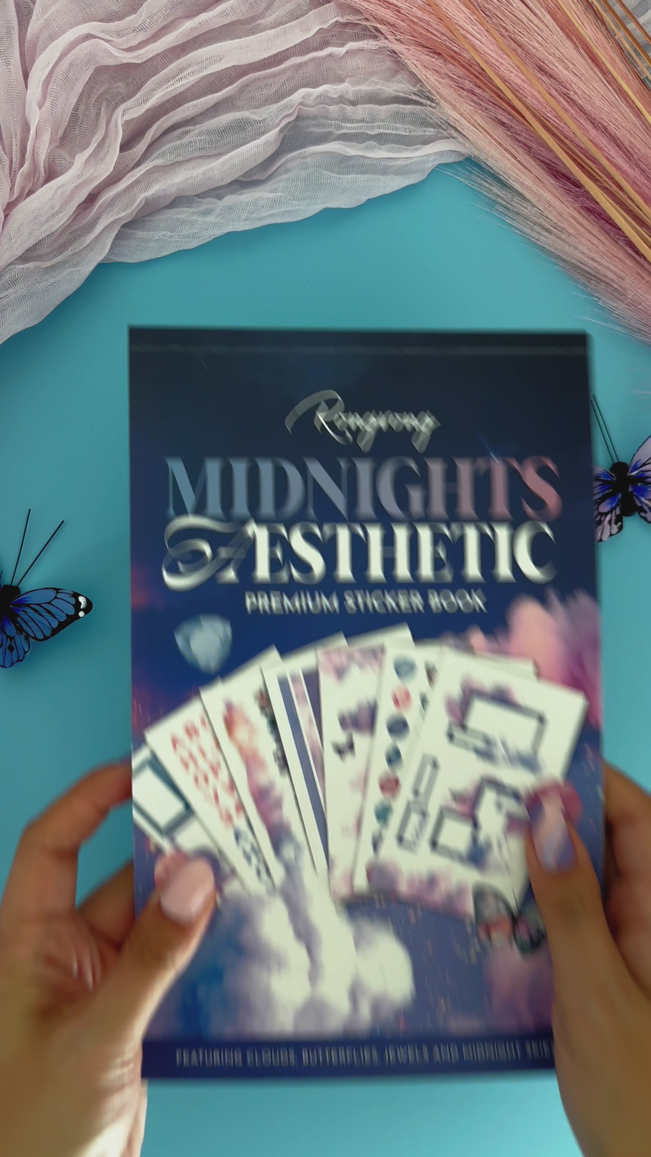 Video flip-through of the sticker book, highlighting pages filled with enchanting night-themed stickers and designs.