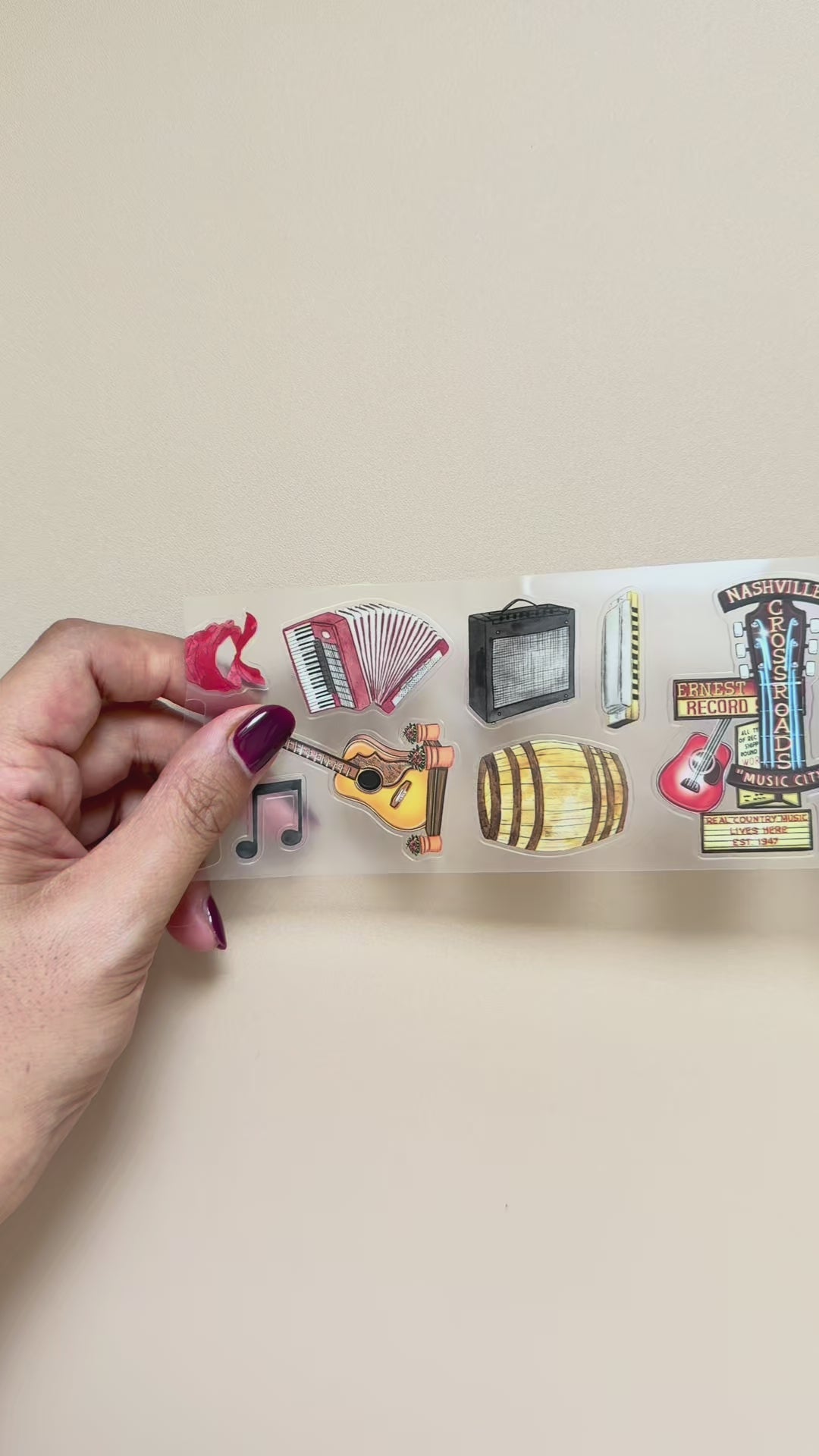 Nashville Pre-Cut PET Tape – Music & Country Stickers for Planners