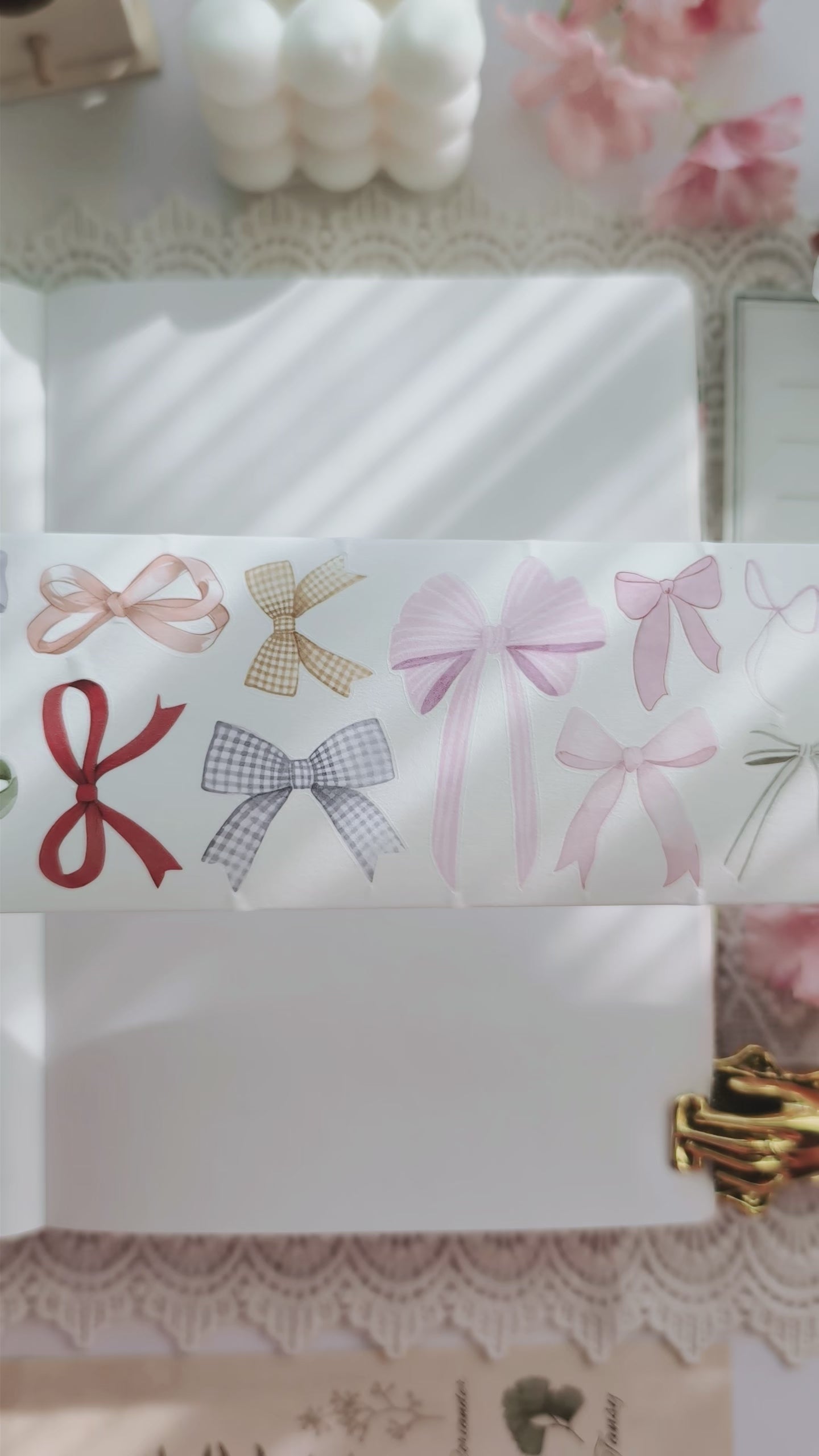 Bow themed Japanese washi tape peel and decorate planner demo