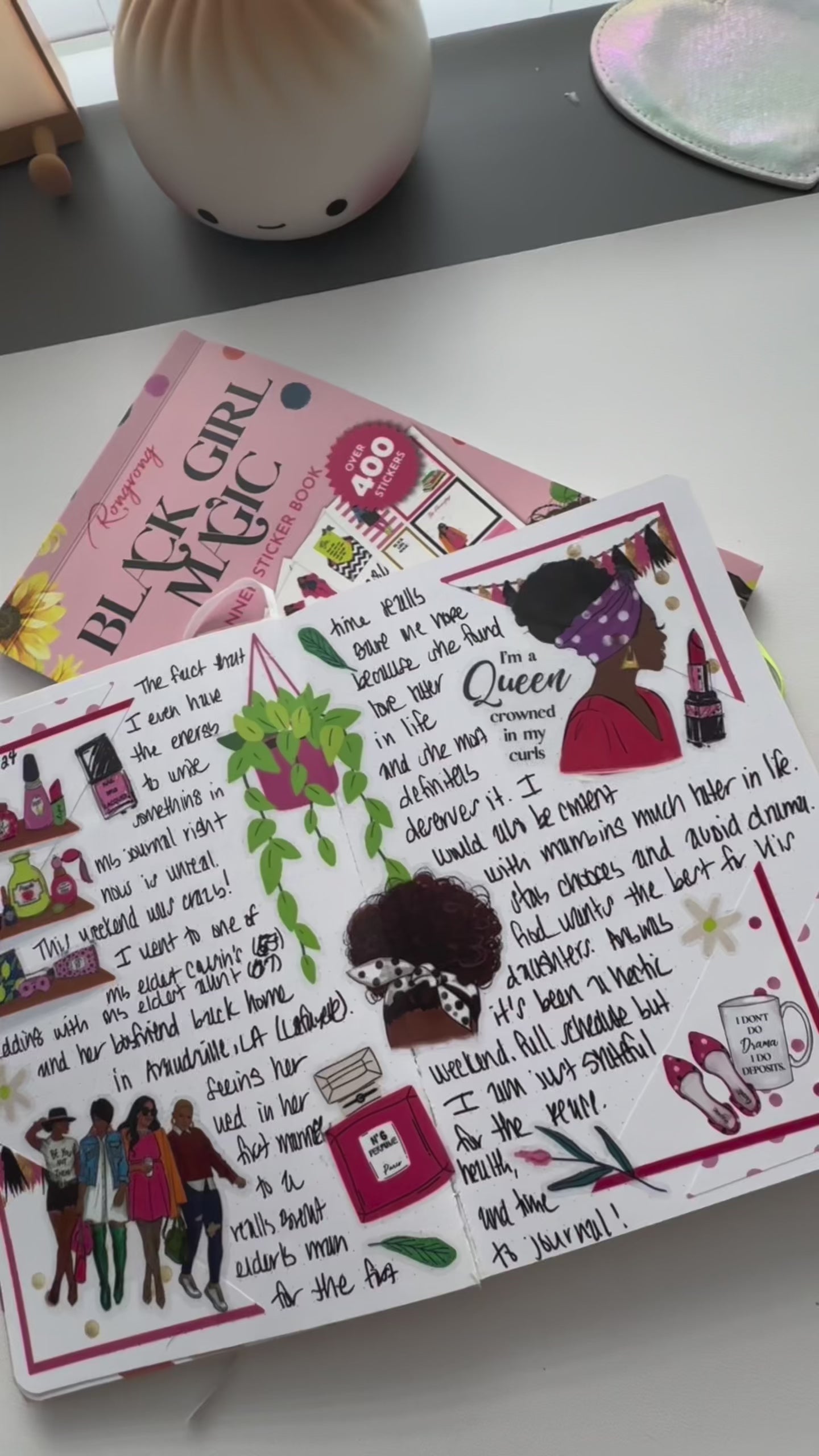 Check out this fun video preview of the sticker book, where you can flip through vibrant pages packed with inspiring stickers that celebrate Black girl magic!