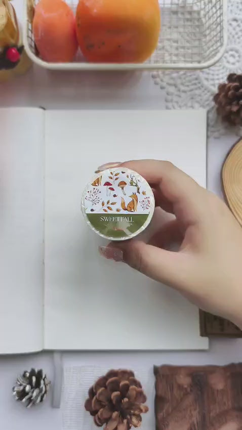 Watch a cozy autumn Plan With Me featuring the Sweet Fall Washi Tape collection. The video showcases beautifully illustrated watercolor washi tape with woodland foxes, mushrooms, butterflies, acorns, berries, leaves, snails, and forest-inspired details as they're layered into a warm seasonal journal spread. Perfect for scrapbooking, planners, journaling, and autumn memory keeping.