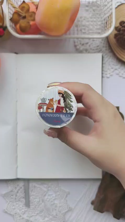 Watch a cozy Plan With Me featuring the Foxberry Tales Washi Tape collection. The video demonstrates decorating a journal spread with woodland-inspired washi tape designs including foxes, squirrels, rabbits, birds, mushrooms, autumn girls, acorns, pumpkins, leaves, cozy mugs, and forest elements perfect for fall journaling, scrapbooking, planners, and memory keeping.