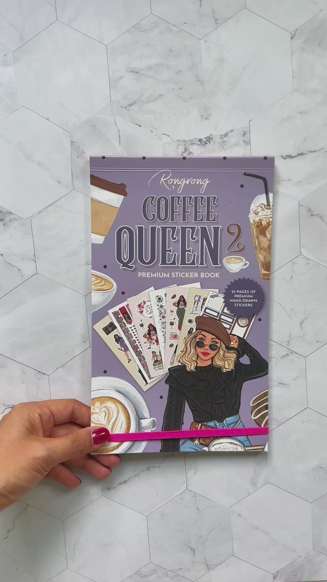 Video preview of the Coffee Queen #2 Sticker Book, showcasing pages filled with delightful coffee-themed stickers.