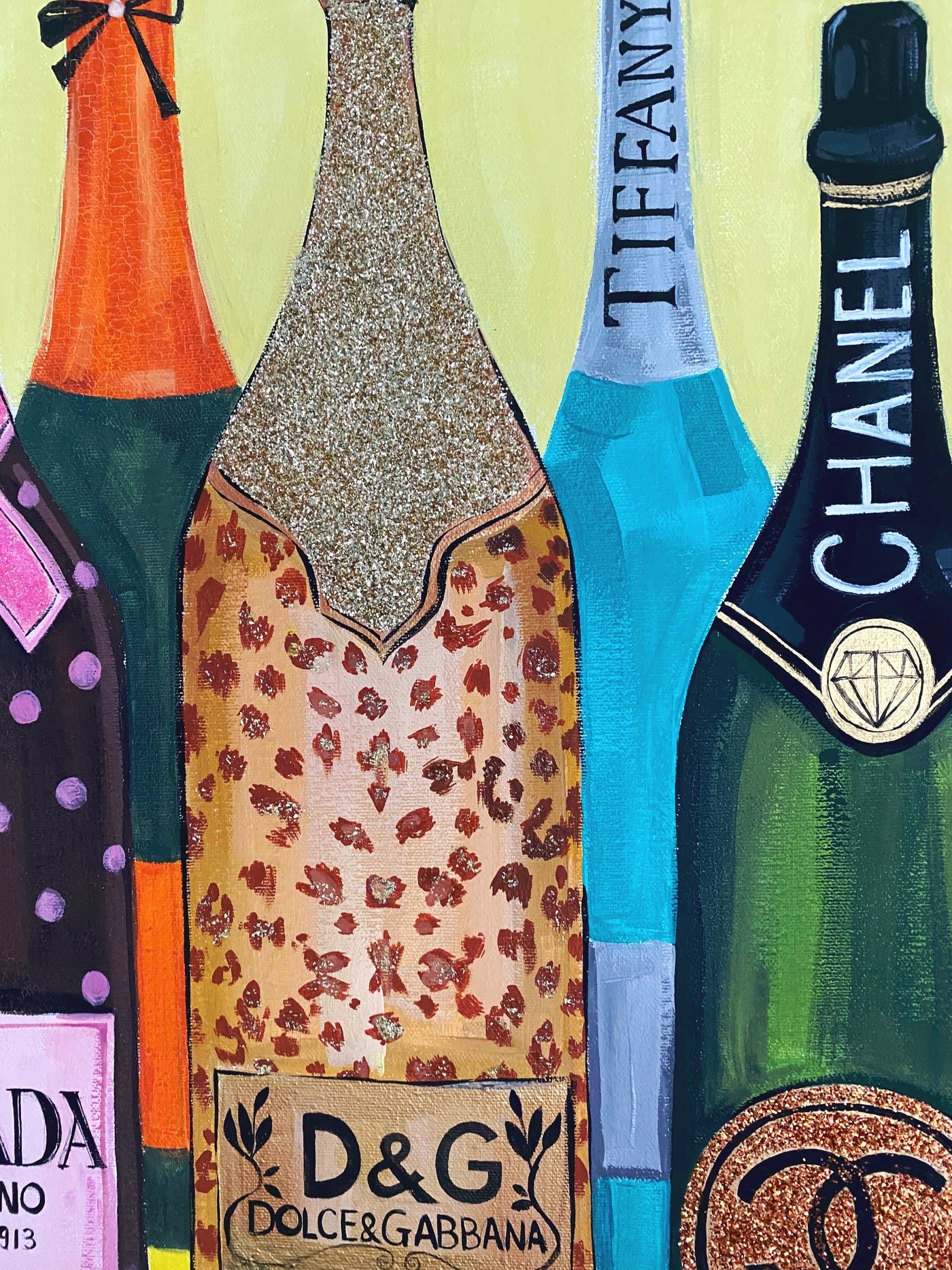 High Fashion Champagne Original Art Canvas (with glitters)