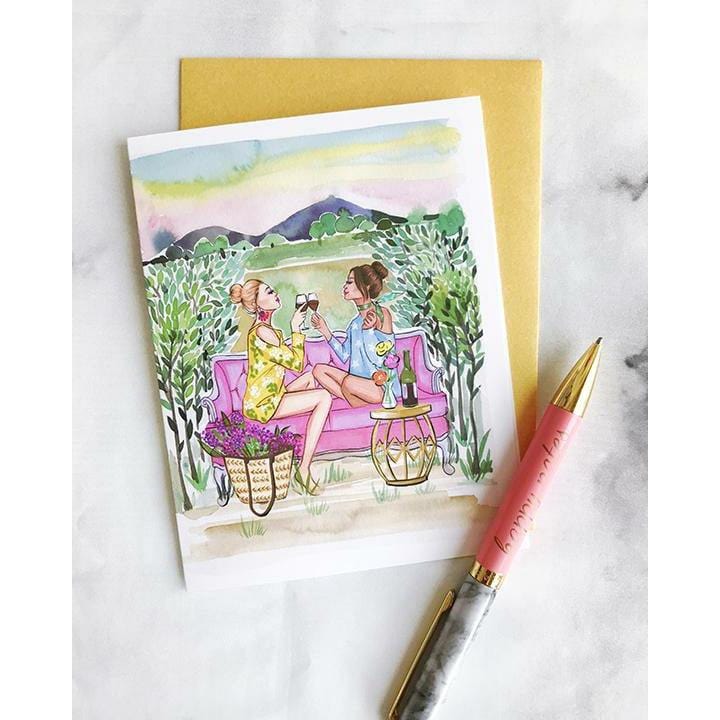Wine With Friends is My Therapy Greeting Cards - Shop Rongrong