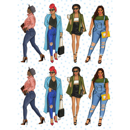 Stickers featuring fabulous representations of Black women in trendy outfits and playful hairstyles, celebrating every girl&