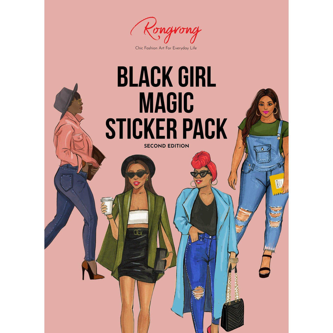 Sticker pack cover featuring vibrant illustrations of Black women, adorned with bold colors and empowering designs.