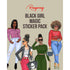 Sticker set cover featuring vibrant illustrations celebrating Black girl empowerment with stylish characters and bold colors.