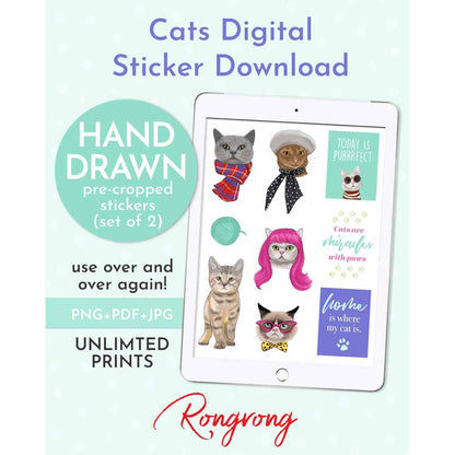 Pawsitively Purr-fect Digital Planner Stickers [DOWNLOAD] - Shop Rongrong