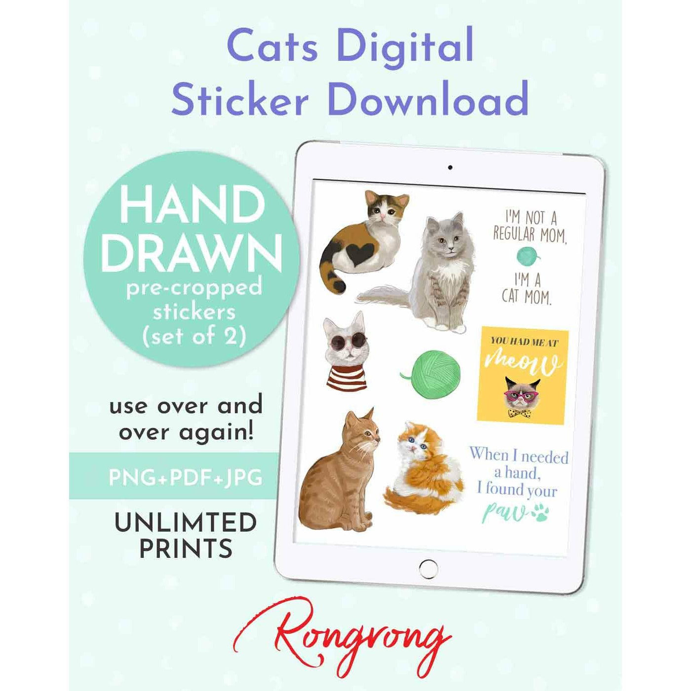 Pawsitively Purr-fect Digital Planner Stickers [DOWNLOAD] - Shop Rongrong