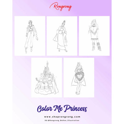 Princess Coloring Book -Download (Adult/Kids Coloring Book) - Shop Rongrong