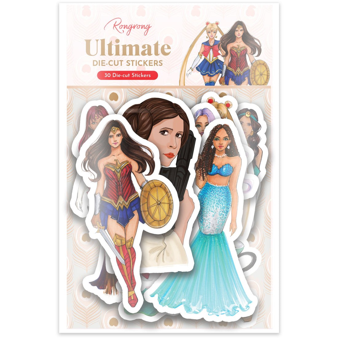 This amazing collection includes 30 hand-drawn die-cut stickers of beloved characters, illustrated by Rongrong DeVoe. Featuring Wonder Woman, Princess Diana, Sailor Moon, Moana, Frida Kahlo, and more, this set is a must-have!