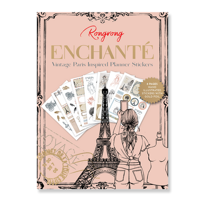 Sticker pack cover featuring elegant designs with gold foil accents, showcasing chic illustrations and playful motifs.