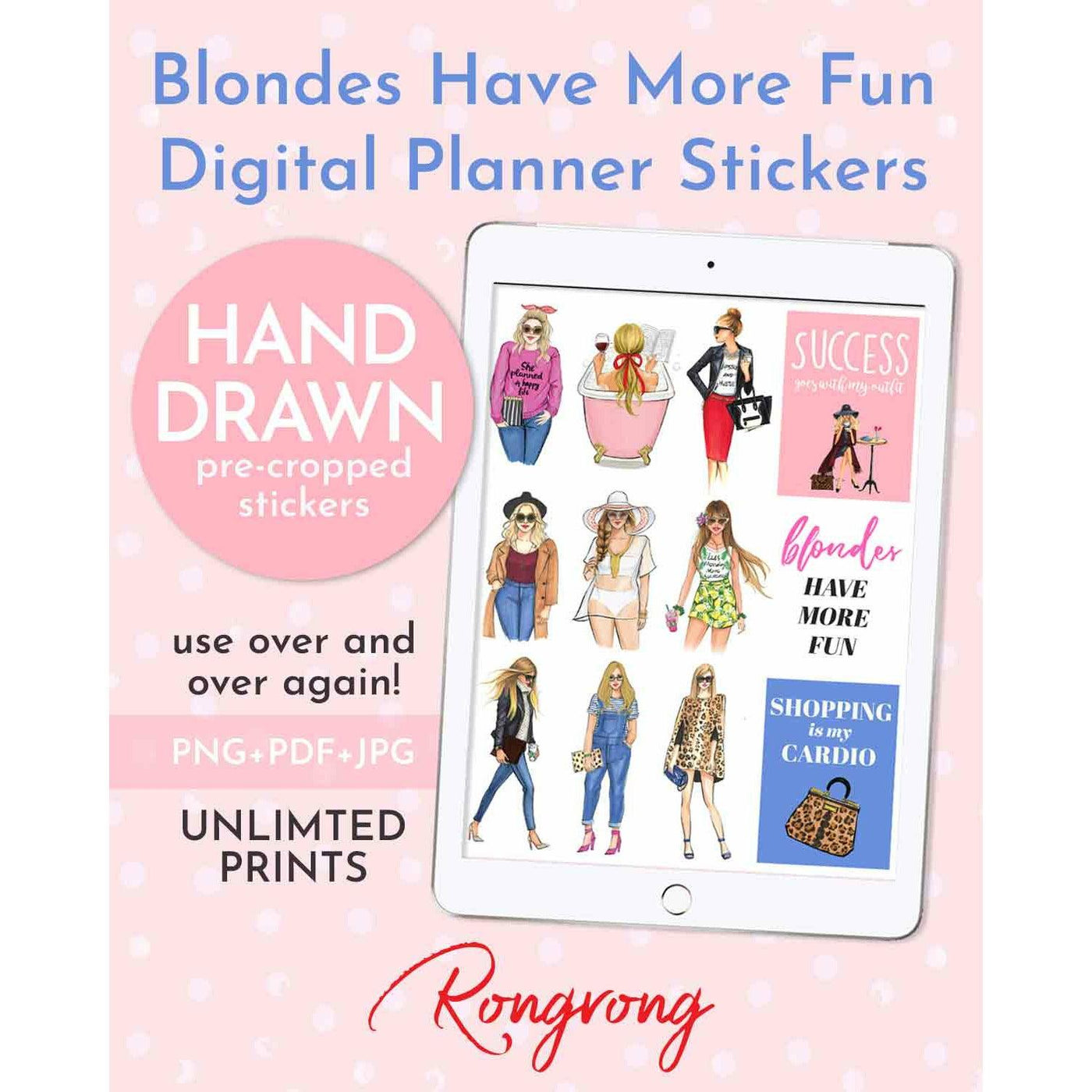 Blondes Have More Fun Digital  Planner Stickers [DOWNLOAD] - Shop Rongrong