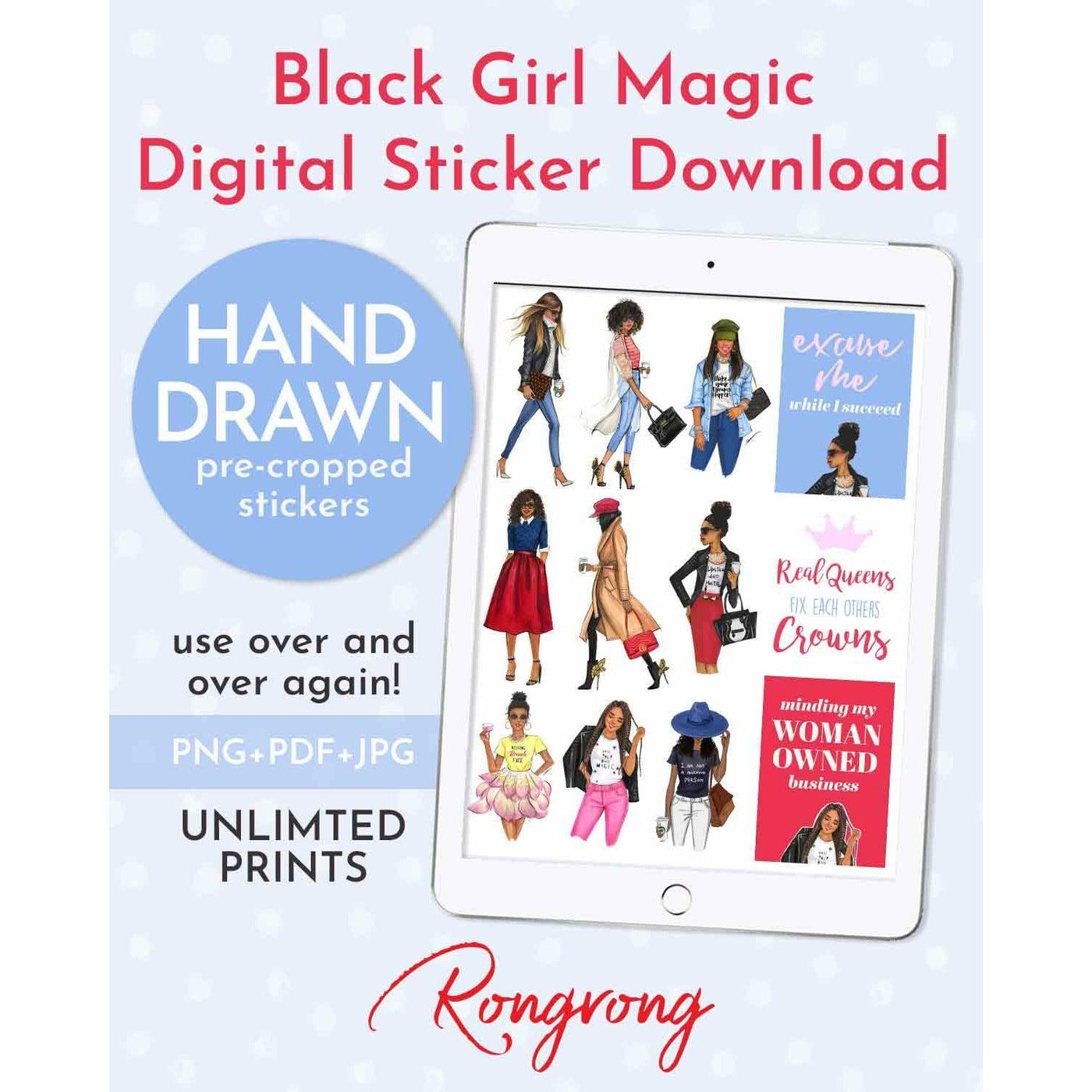 Black Girl Magic Digital  Planner Stickers [DOWNLOAD] - Shop Rongrong
