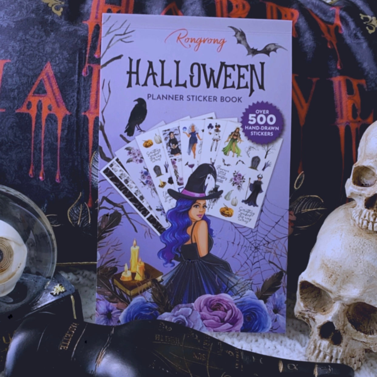 Get ready for Halloween magic with this vibrant sticker book cover, bursting with playful ghosts, festive pumpkins, and a hauntingly beautiful color palette!