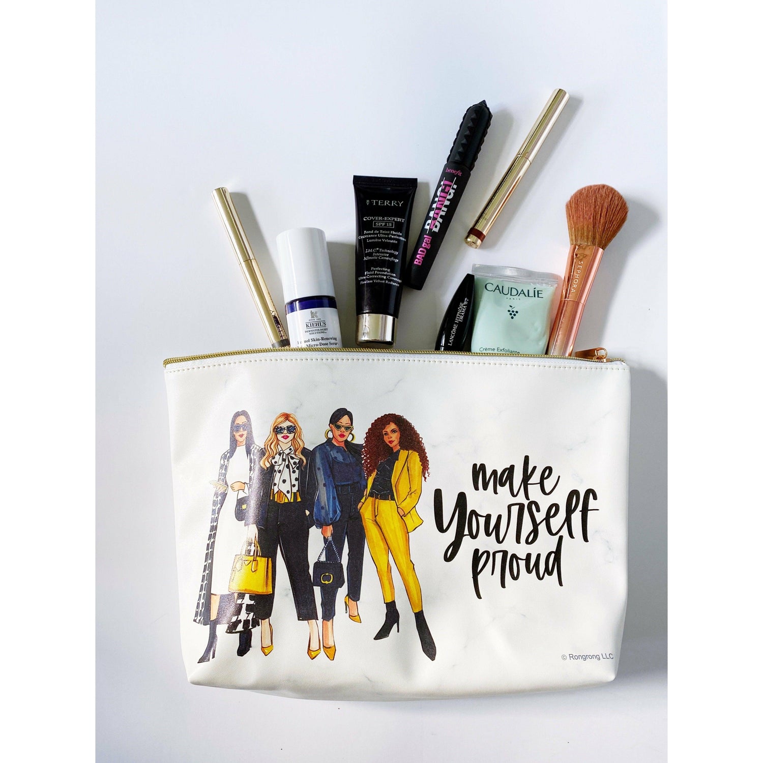 Large &quot;Make yourself proud&quot; pouch - Vegan Leather by Rongrong DeVoe- Make Up Pouch