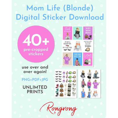 Mom Life Digital Planner Stickers-Blonde [DOWNLOAD] - Shop Rongrong